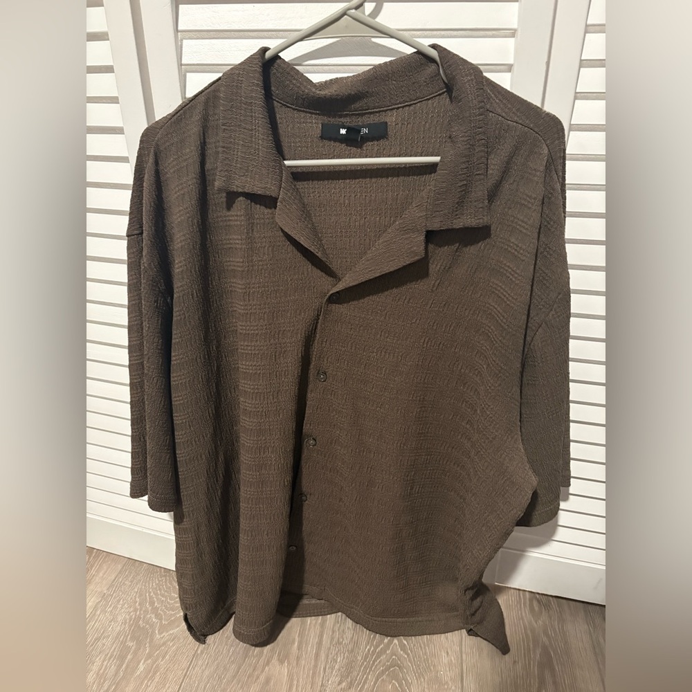 Men's Brown Textured Shirt/Pant Set